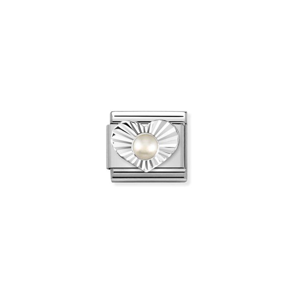 Nomination Ezüst szív gyöngyházzal charm 330508-13
