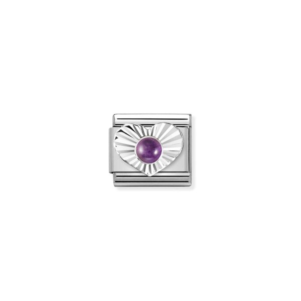 Nomination Ezüst szív ametiszttel charm 330508-35