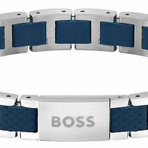 Boss Ezüst színű karkötő sötétkék szilikon elemekkel mágnes kapoccsal  1580369