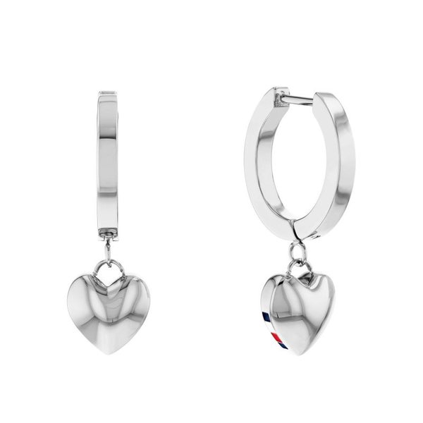 Tommy Hilfiger Ezüst színű karika fülbevaló függő szívvel 2780664