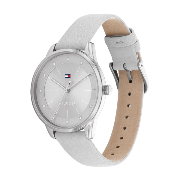 Tommy Hilfiger Paige szürke bőr szíjas ezüst színű női óra 1782542
