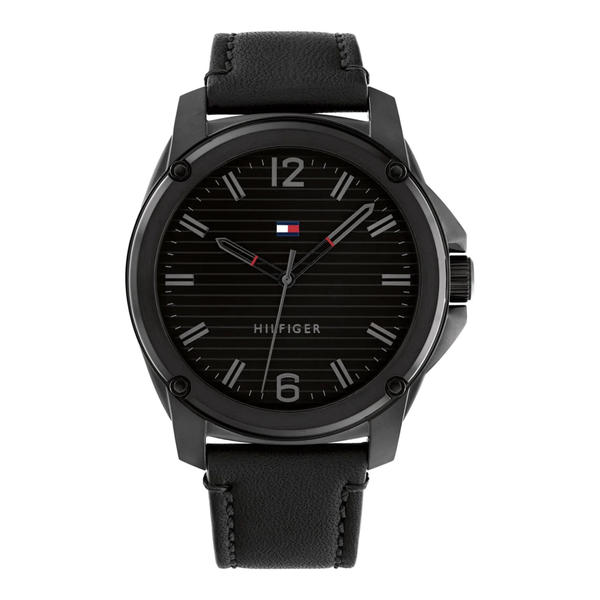 Tommy Hilfiger Jason fekete bőr szíjas férfi óra 1710485