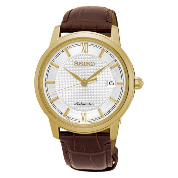 Seiko Klasszikus arany színű bőrszíjas automata férfi karóra SRPA14J1