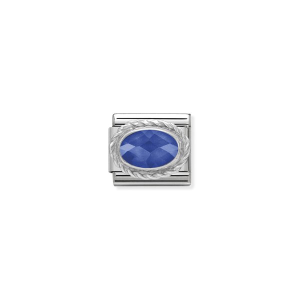 Nomination Ovális kék cirkónia ezüst foglalatban charm 330604-007