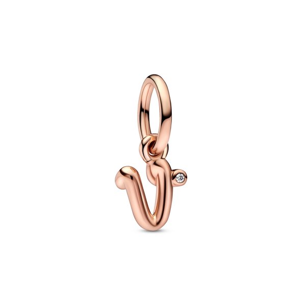 Pandora ékszer V betű rozé függő charm 782480C01