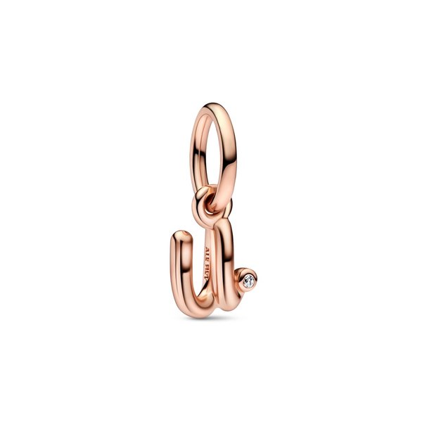 Pandora ékszer U betű rozé függő charm 782479C01