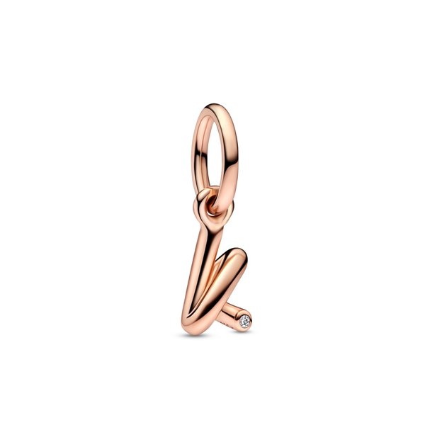 Pandora ékszer K betű rozé függő charm 782460C01