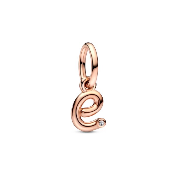Pandora ékszer E betű rozé függő charm 782463C01
