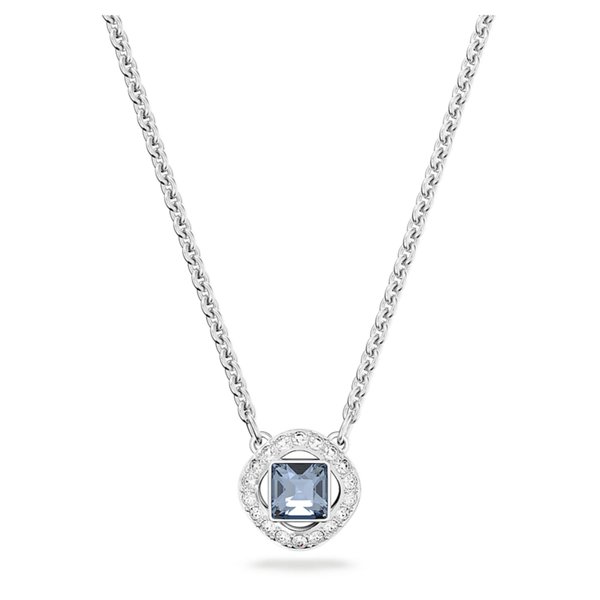 Swarovski Angelic ezüst színű nyaklánc sötétkék négyzet alakú kristállyal 5662142