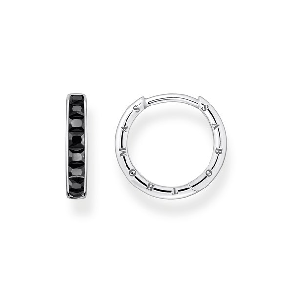 Thomas Sabo  Fekete körbe köves pávé ezüst karika fülbevaló CR668-643-11