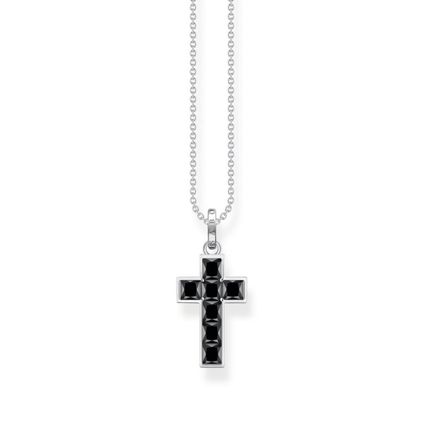 Thomas Sabo Fekete pávé köves kereszt ezüst nyaklánc KE2166-643-11-L45V