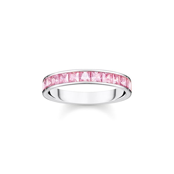 Thomas Sabo Rózsaszín körbe köves pávé ezüst gyűrű 