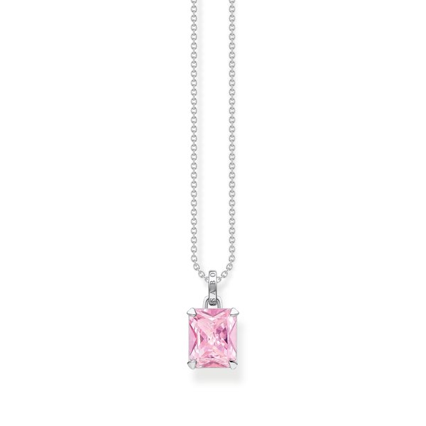Thomas Sabo Ezüst nyaklánc kis téglalap alakú rózsaszín kővel KE1964-051-9-L45V