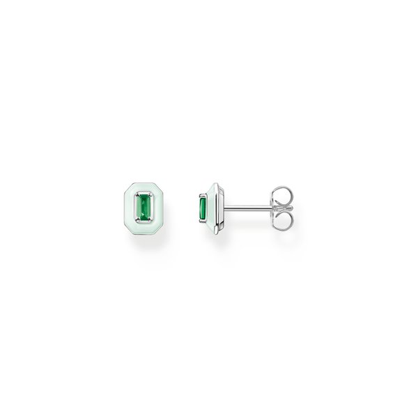 Thomas Sabo Ezüst fülbevaló zöld kővel és tűzzománccal H2270-496-6