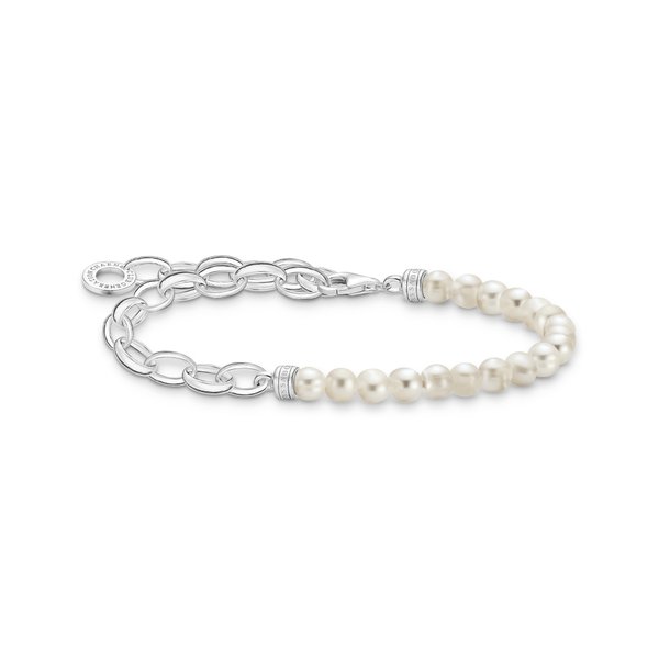 Thomas Sabo Tenyésztett gyöngy  nagyobb szemű állítható láncos ezüst karkötő 