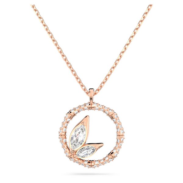 Swarovski Dellium rozé színű nyaklánc fehér kristállyal kerek foglalatban 5645371