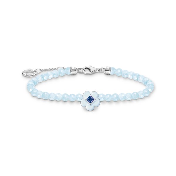Thomas Sabo Kék jáde karkötő tűzzománc virággal A2094-496-1-L19V