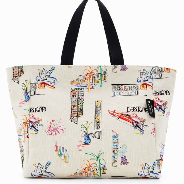 Desigual Route66 cork bézs mintás nagyméretű táska 23SAXA86