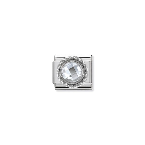 Nomination Fehér kő ezüst foglalatban charm 330601-010