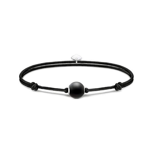 Thomas Sabo Állítható fekete textil karkötő matt obszidián gyönggyel A2101-172-11-L22V