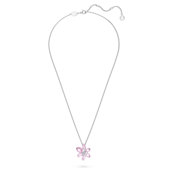 Swarovski Gema ezüst színű nyaklánc virág metszésű rózsaszín kristállyal 5662493