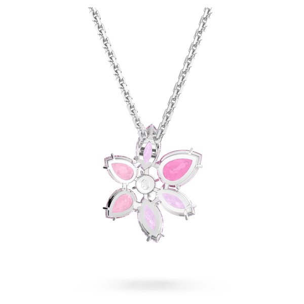 Swarovski Gema ezüst színű nyaklánc virág metszésű rózsaszín kristállyal 5662493