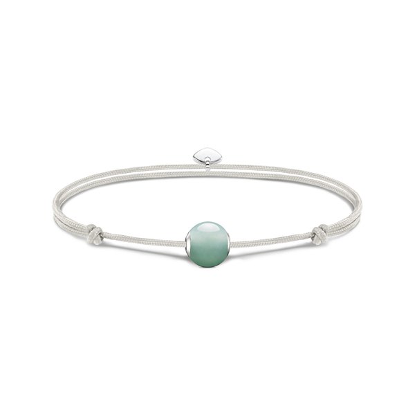 Thomas Sabo Állítható fehér textil karkötő zöld aventurin gyönggyel A2118-589-6-L22V