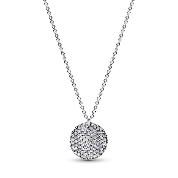 Pandora ékszer Timeless pávé kerek ezüst medál lánccal 392632C01-45