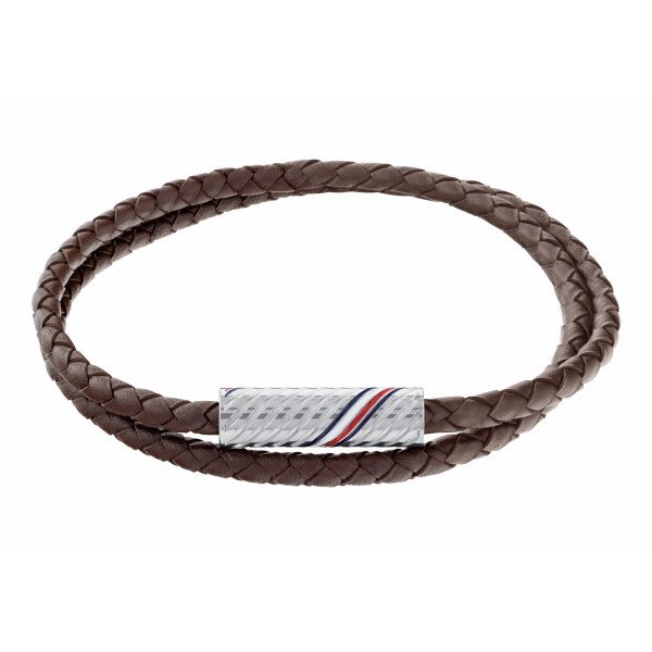 Tommy Hilfiger  Dupla barna fonott bőr férfi karkötő mágneskapoccsal 2790468