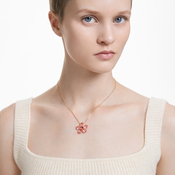 Swarovski Florere arany színű nyaklánc rózsaszín virág kristállyal 5657875
