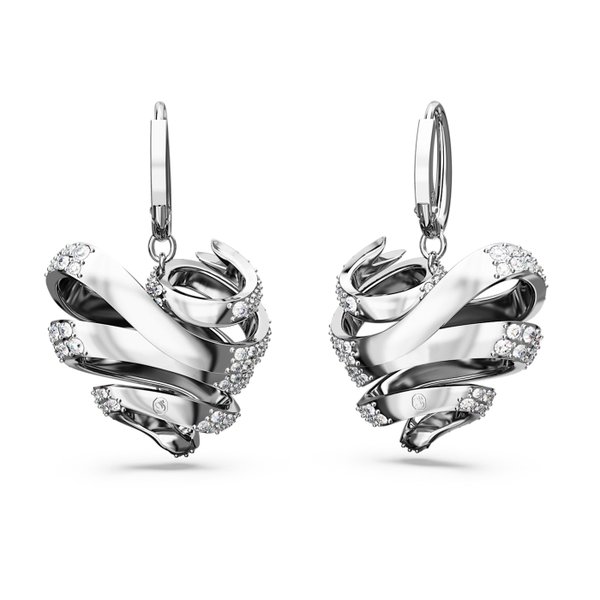 Swarovski Volta ezüst színű fülbevaló kristály szív függővel 5652029