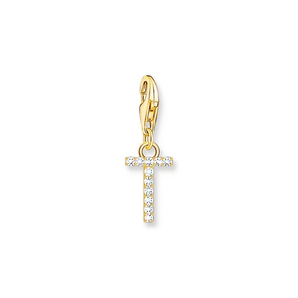Thomas Sabo  T betű aranyozott ezüst charm cirkóniával 1983-414-14