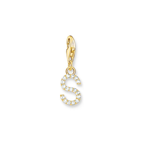 Thomas Sabo  S betű aranyozott ezüst charm cirkóniával 1982-414-14