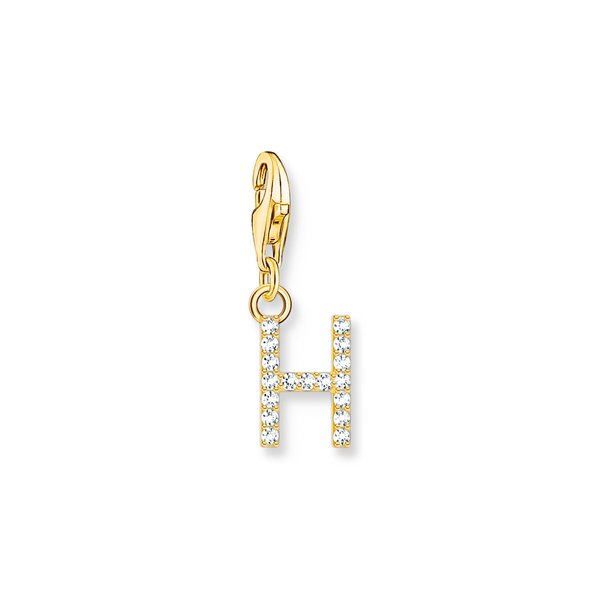 Thomas Sabo  H betű aranyozott ezüst charm cirkóniával 1971-414-14