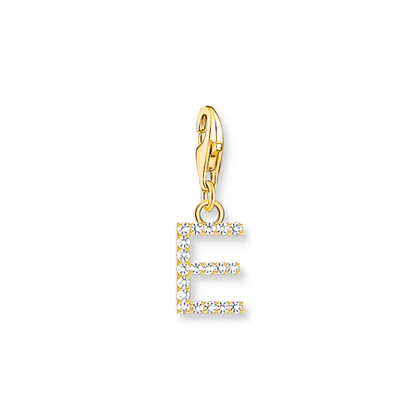 Thomas Sabo  E betű aranyozott ezüst charm cirkóniával 1968-414-14