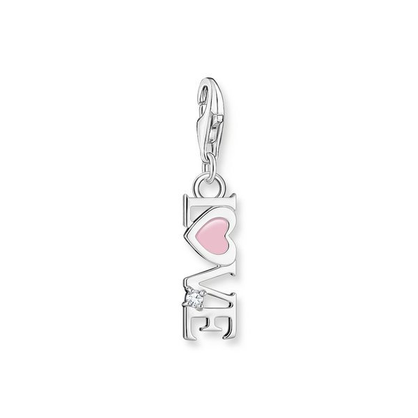 Thomas Sabo Love felirat ezüst charm rózsaszín tűzzománccal 2011-041-9