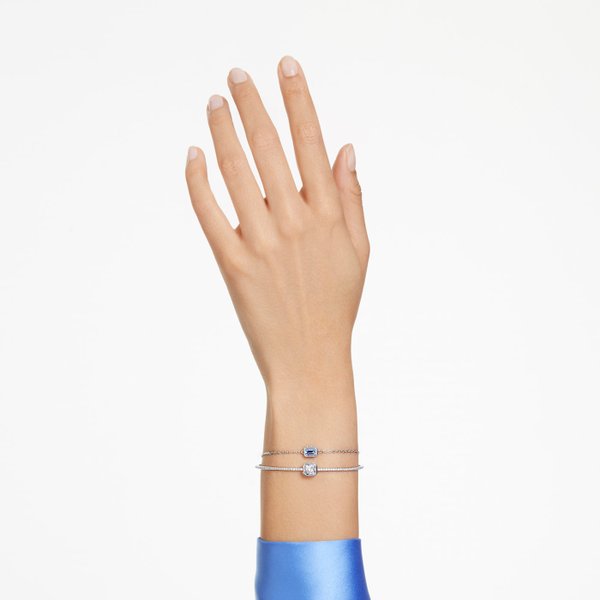 Swarovski Stilla dupla ezüst színű karkötő kék kristállyal 5668244