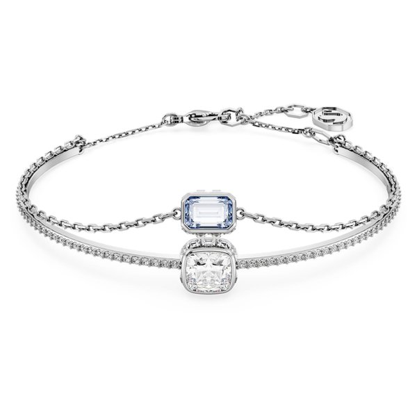 Swarovski Stilla dupla ezüst színű karkötő kék kristállyal 5668244