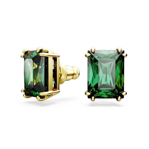 Swarovski Matrix arany színű fülbevaló téglalap zöld kristállyal 5677142