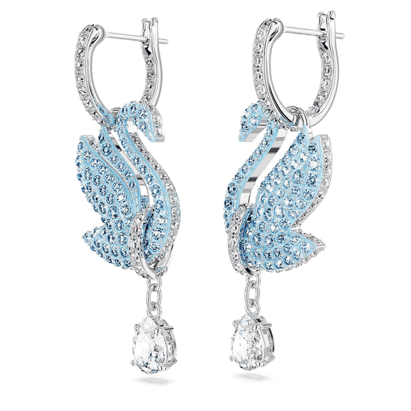 Swarovski Iconic kék hattyús ezüst színű függő fülbevaló 5660593