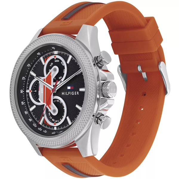 Tommy Hilfiger Clark narancssárga szilikonszíjas férfi óra 1792084