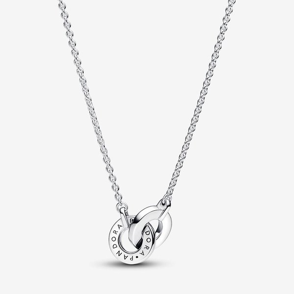 Pandora ékszer Signature összefonódott ezüst logó és pávé nyaklánc 392736C01-45