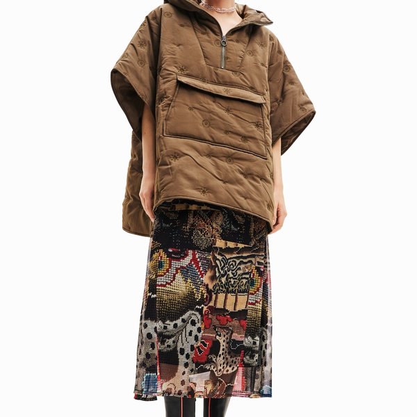 Desigual Lisboa hímzett khaki poncsó 23WAIA09