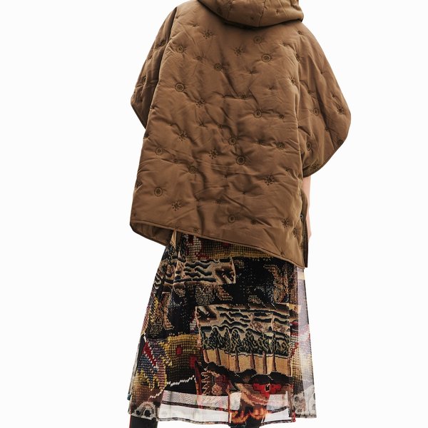 Desigual Lisboa hímzett khaki poncsó 23WAIA09