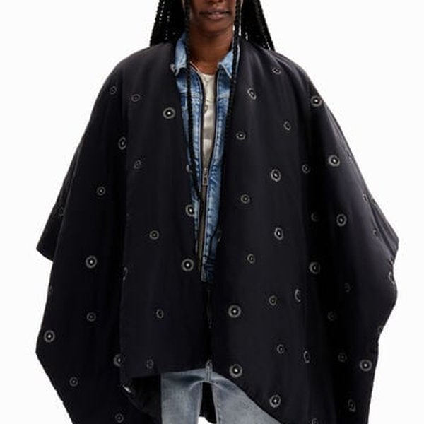 Desigual Belted padded fekete poncsó 23WAIA26