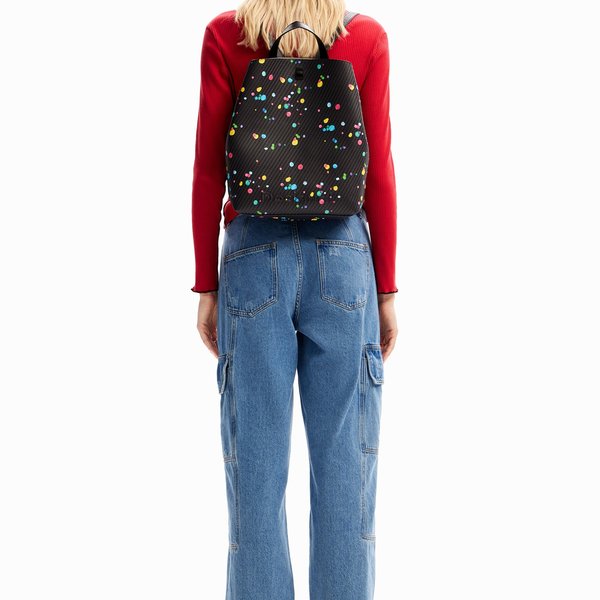 Desigual Splatter sumy pöttyös fekete hátizsák 23WAKP11