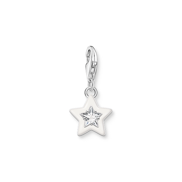 Thomas Sabo  Ezüst csillag charm fehér tűzzománccal és cirkóniával 2044-041-14