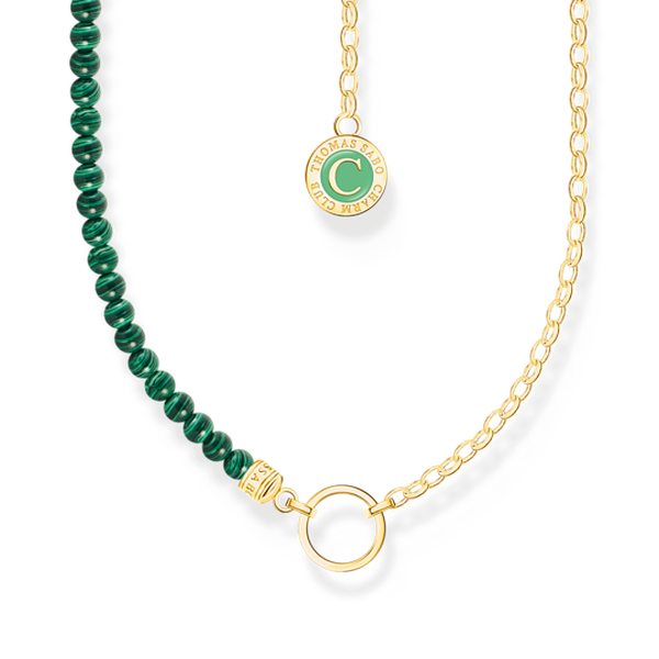 Thomas Sabo Charmista coin aranyozott ezüst nyaklánc malachittal KE2190-140-6-L45v