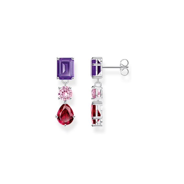 Thomas Sabo Ezüst fülbevaló lila rózsaszín piros kövekkel H2278-013-7