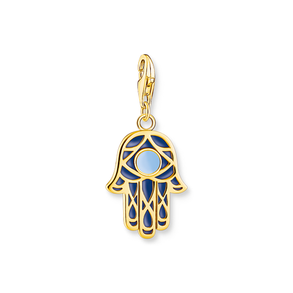Thomas Sabo Aranyozott ezüst Fatima keze charm kék tűzzománccal 2033-427-1